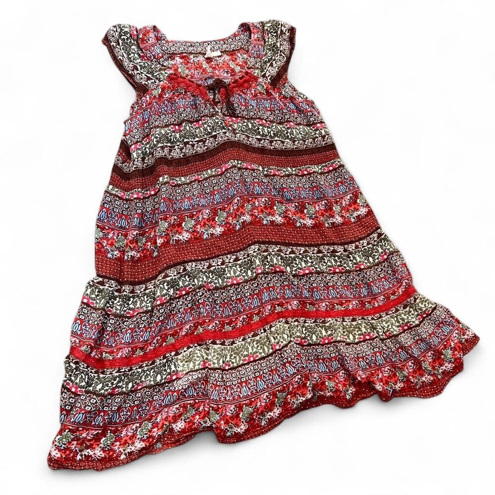 Boho Festival Flowy Tiered Patterned Midi Babydoll Dress D8